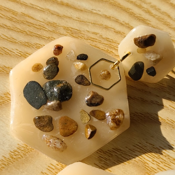 Hexagon Stone Earrings - Picture 4 of 9